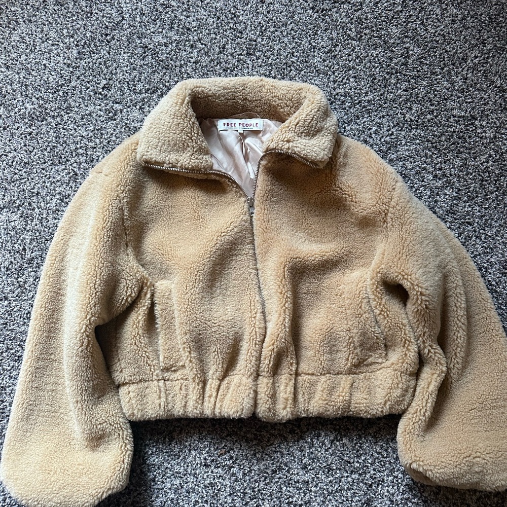 Free People Camel Fleece Jacket